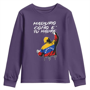 Maduro Cono e Tu Madre Youth Sweatshirt Venezuelan Protest Graffiti Graphic TS02 Purple Print Your Wear