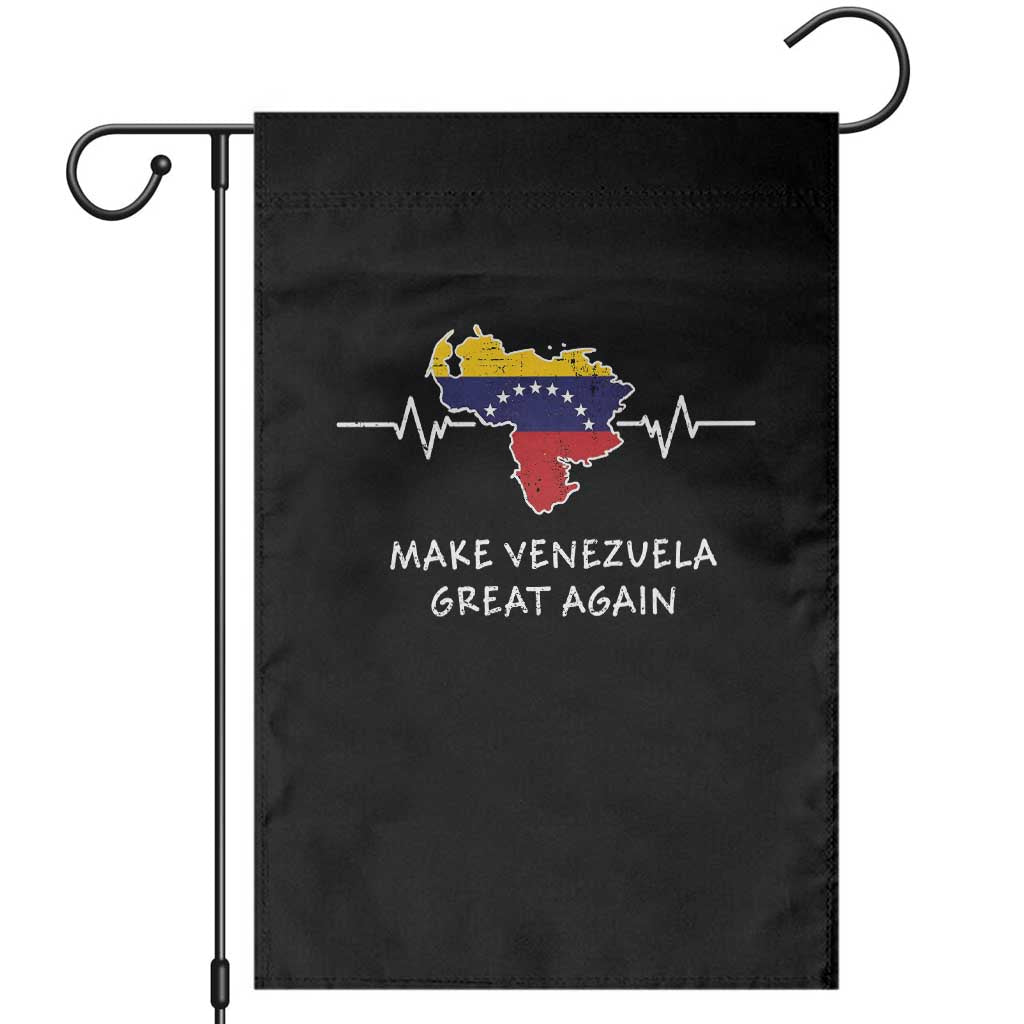 Make Venezuela Great Again Garden Flag Patriotic Support Heartbeat Distressed Map Graphic TS02 Black Print Your Wear