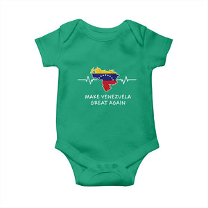 Make Venezuela Great Again Baby Onesie Patriotic Support Heartbeat Distressed Map Graphic TS02 Irish Green Print Your Wear