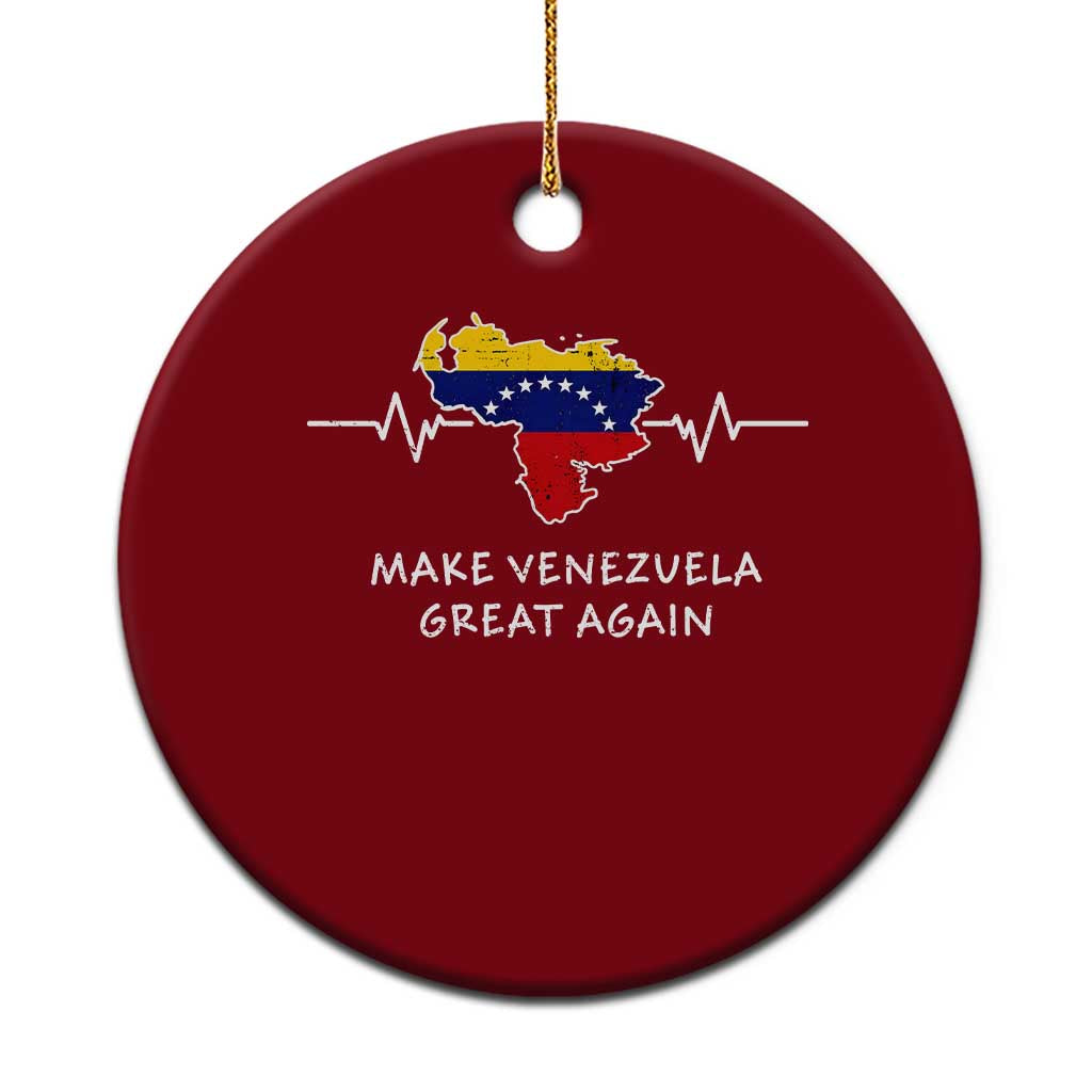 Make Venezuela Great Again Ceramic Ornament Patriotic Support Heartbeat Distressed Map Graphic TS02 1pc Red Print Your Wear