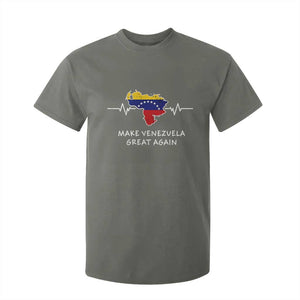 Make Venezuela Great Again T Shirt For Kid Patriotic Support Heartbeat Distressed Map Graphic TS02 Military Green Print Your Wear