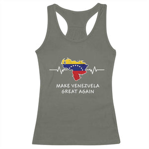 Make Venezuela Great Again Racerback Tank Top Patriotic Support Heartbeat Distressed Map Graphic TS02 Military Green Print Your Wear