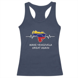 Make Venezuela Great Again Racerback Tank Top Patriotic Support Heartbeat Distressed Map Graphic TS02 Navy Print Your Wear