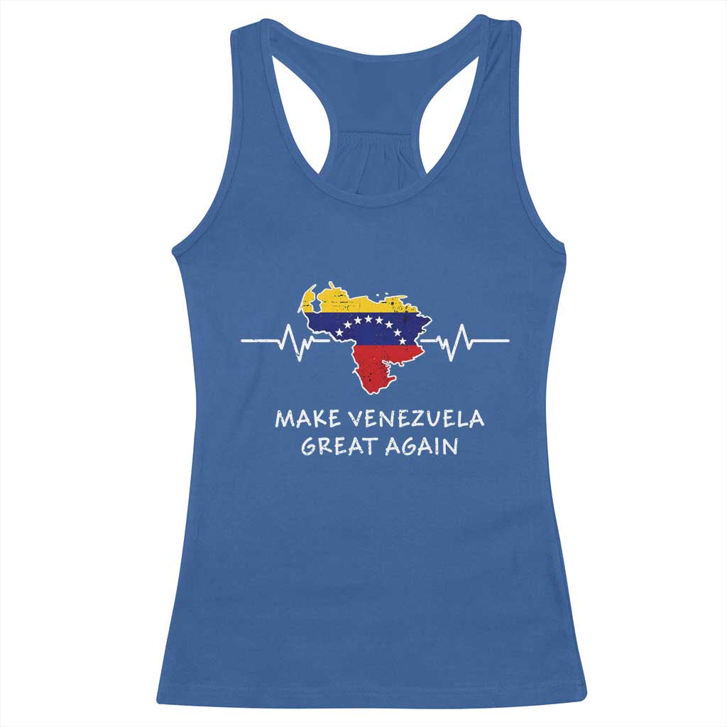 Make Venezuela Great Again Racerback Tank Top Patriotic Support Heartbeat Distressed Map Graphic TS02 Royal Blue Print Your Wear