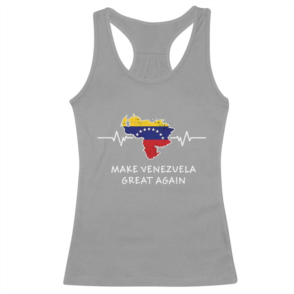 Make Venezuela Great Again Racerback Tank Top Patriotic Support Heartbeat Distressed Map Graphic TS02 Sport Gray Print Your Wear
