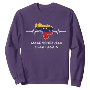 Make Venezuela Great Again Sweatshirt Patriotic Support Heartbeat Distressed Map Graphic TS02 Purple Print Your Wear