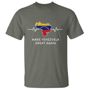 Make Venezuela Great Again T Shirt Patriotic Support Heartbeat Distressed Map Graphic TS02 Military Green Print Your Wear