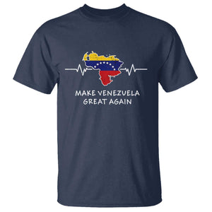 Make Venezuela Great Again T Shirt Patriotic Support Heartbeat Distressed Map Graphic TS02 Navy Print Your Wear