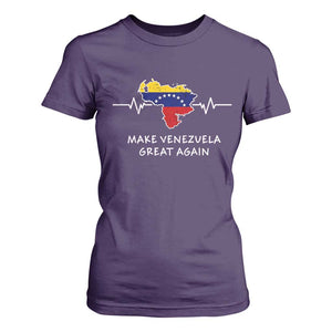 Make Venezuela Great Again T Shirt For Women Patriotic Support Heartbeat Distressed Map Graphic TS02 Purple Print Your Wear
