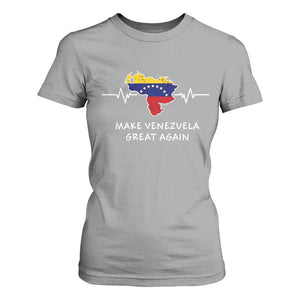 Make Venezuela Great Again T Shirt For Women Patriotic Support Heartbeat Distressed Map Graphic TS02 Sport Gray Print Your Wear