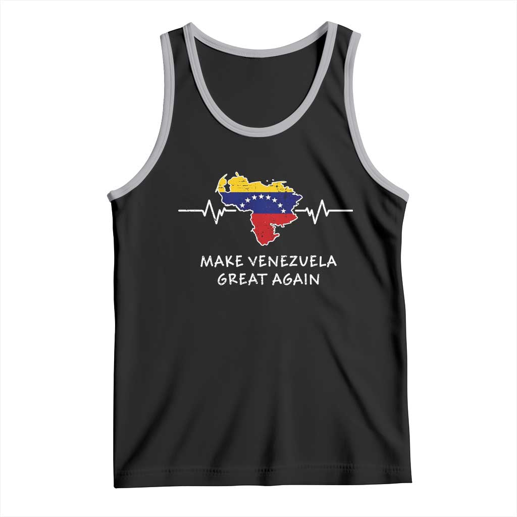 Make Venezuela Great Again Tank Top Patriotic Support Heartbeat Distressed Map Graphic TS02 Black Athletic Heather Print Your Wear