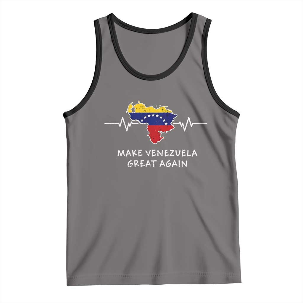 Make Venezuela Great Again Tank Top Patriotic Support Heartbeat Distressed Map Graphic TS02 Deep Heather Black Print Your Wear