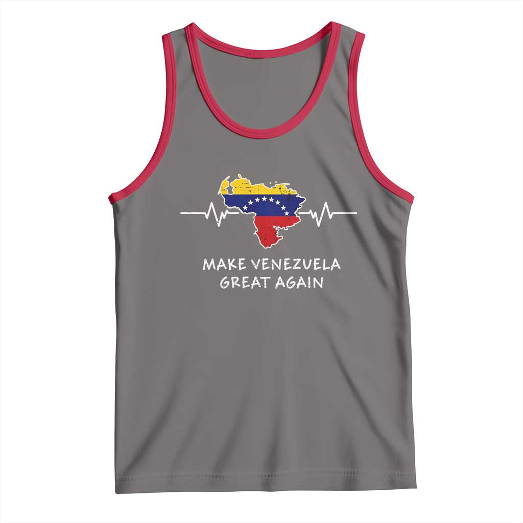 Make Venezuela Great Again Tank Top Patriotic Support Heartbeat Distressed Map Graphic TS02 Deep Heather Red Print Your Wear