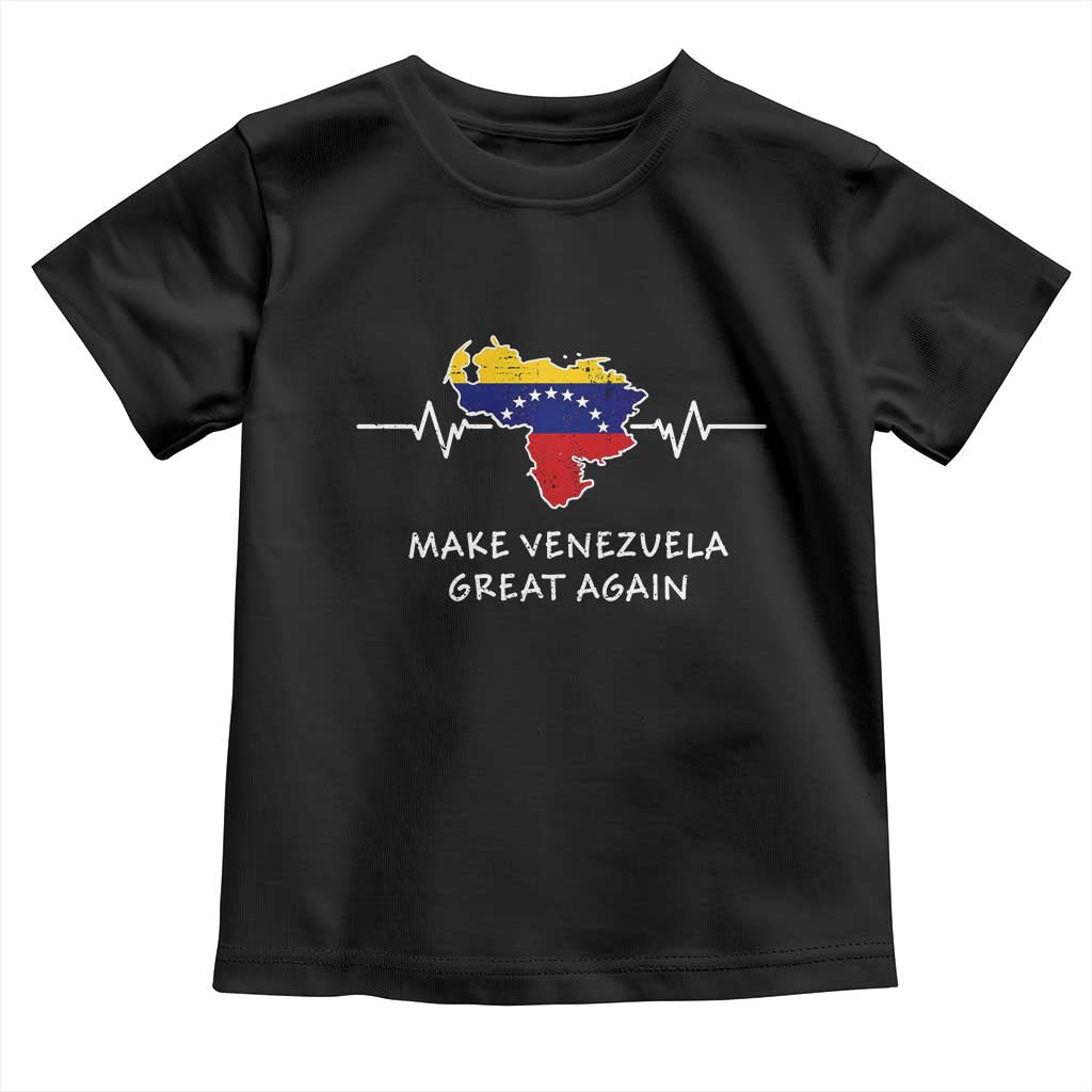 Make Venezuela Great Again Toddler T Shirt Patriotic Support Heartbeat Distressed Map Graphic TS02 Black Print Your Wear