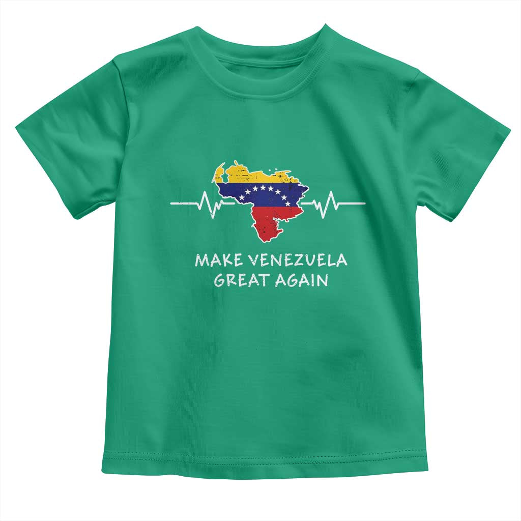 Make Venezuela Great Again Toddler T Shirt Patriotic Support Heartbeat Distressed Map Graphic TS02 Irish Green Print Your Wear