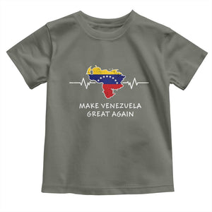 Make Venezuela Great Again Toddler T Shirt Patriotic Support Heartbeat Distressed Map Graphic TS02 Military Green Print Your Wear