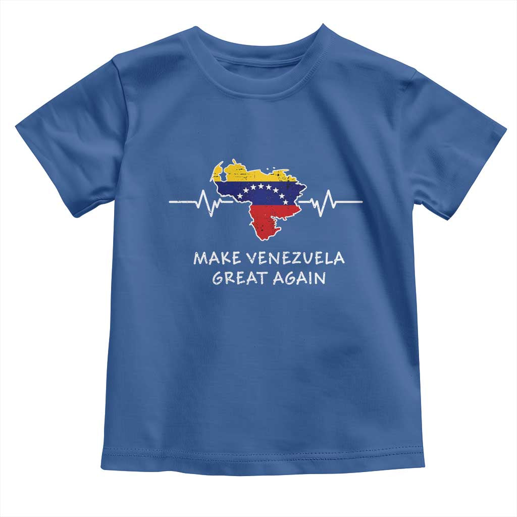 Make Venezuela Great Again Toddler T Shirt Patriotic Support Heartbeat Distressed Map Graphic TS02 Royal Blue Print Your Wear