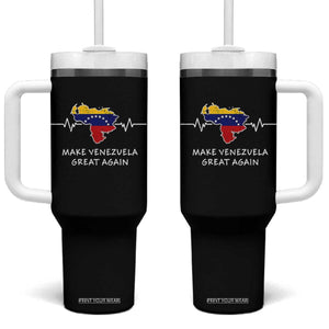 Make Venezuela Great Again Tumbler With Handle Patriotic Support Heartbeat Distressed Map Graphic TS02 One Size: 40 oz Black Print Your Wear