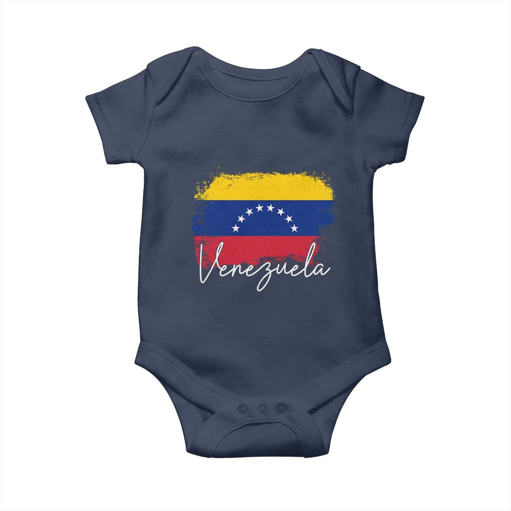 Venezuela Flag Pride Patriotic Baby Onesie for Venezuelan Roost TS02 Navy Print Your Wear