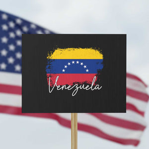 Venezuela Flag Pride Patriotic Protest Sign for Venezuelan Roost TS02 Horizontal 18" × 24" Black Print Your Wear