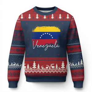 Venezuela Flag Pride Patriotic Ugly Christmas Sweater for Venezuelan Roost TS02 Navy Red Print Your Wear