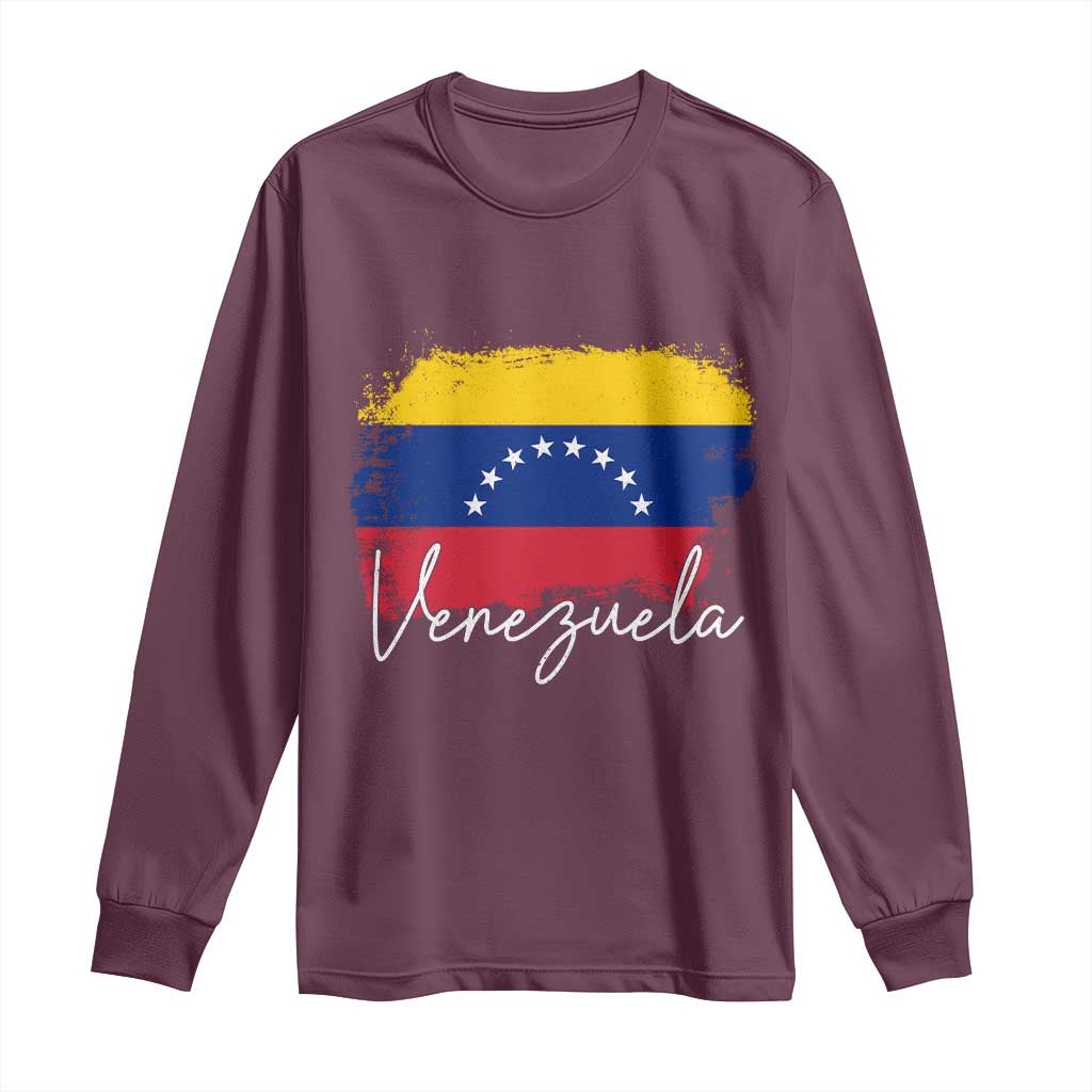 Venezuela Flag Pride Patriotic Long Sleeve Shirt for Venezuelan Roost TS02 Maroon Print Your Wear