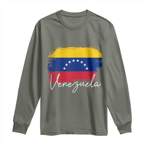 Venezuela Flag Pride Patriotic Long Sleeve Shirt for Venezuelan Roost TS02 Military Green Print Your Wear