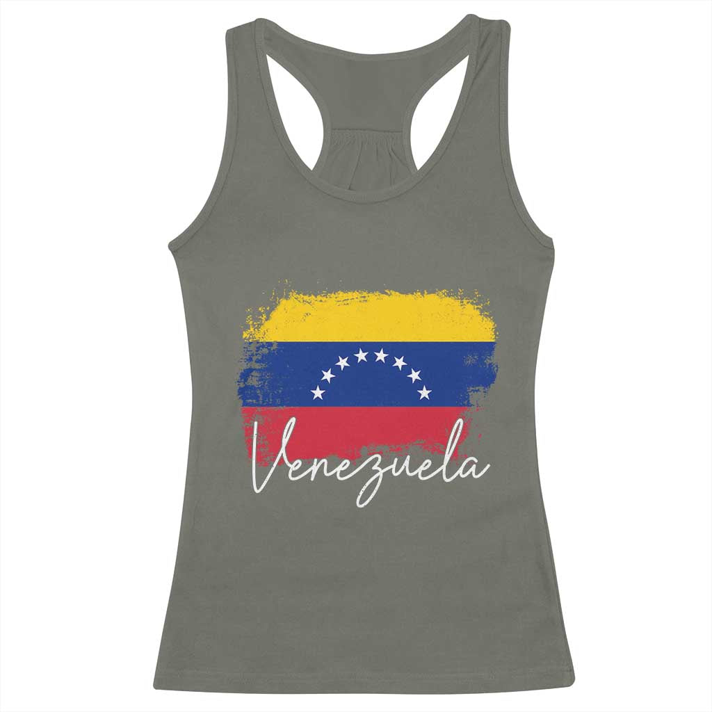 Venezuela Flag Pride Patriotic Racerback Tank Top for Venezuelan Roost TS02 Military Green Print Your Wear