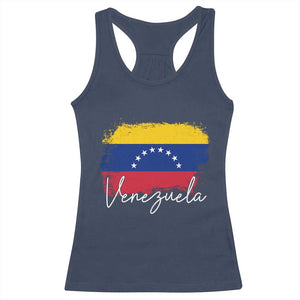 Venezuela Flag Pride Patriotic Racerback Tank Top for Venezuelan Roost TS02 Navy Print Your Wear