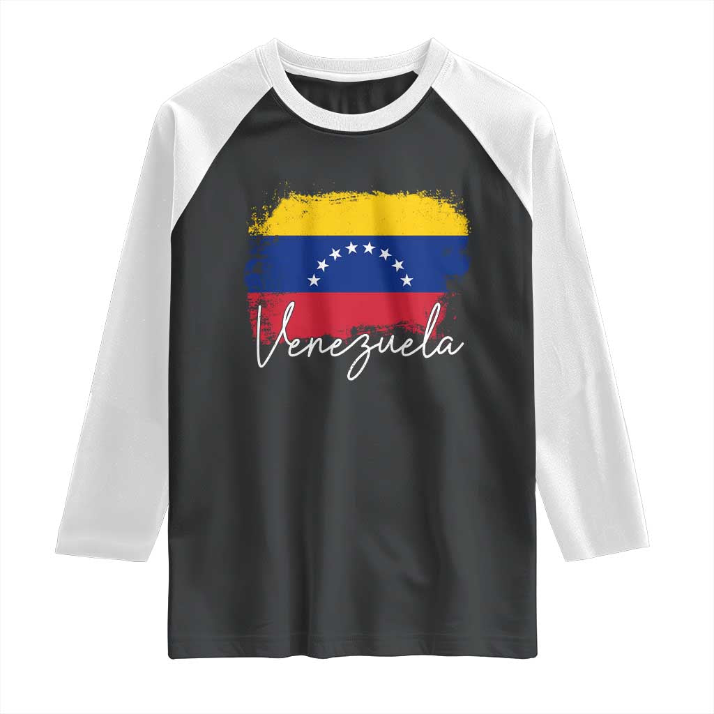 Venezuela Flag Pride Patriotic Raglan Shirt for Venezuelan Roost TS02 Black White Print Your Wear