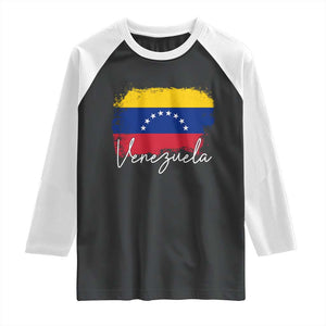 Venezuela Flag Pride Patriotic Raglan Shirt for Venezuelan Roost TS02 Black White Print Your Wear