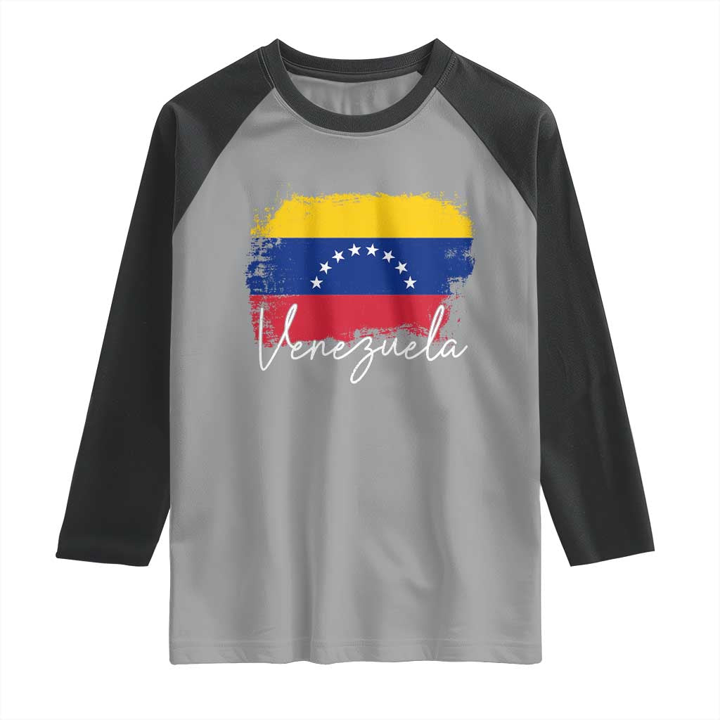 Venezuela Flag Pride Patriotic Raglan Shirt for Venezuelan Roost TS02 Sport Gray Black Print Your Wear