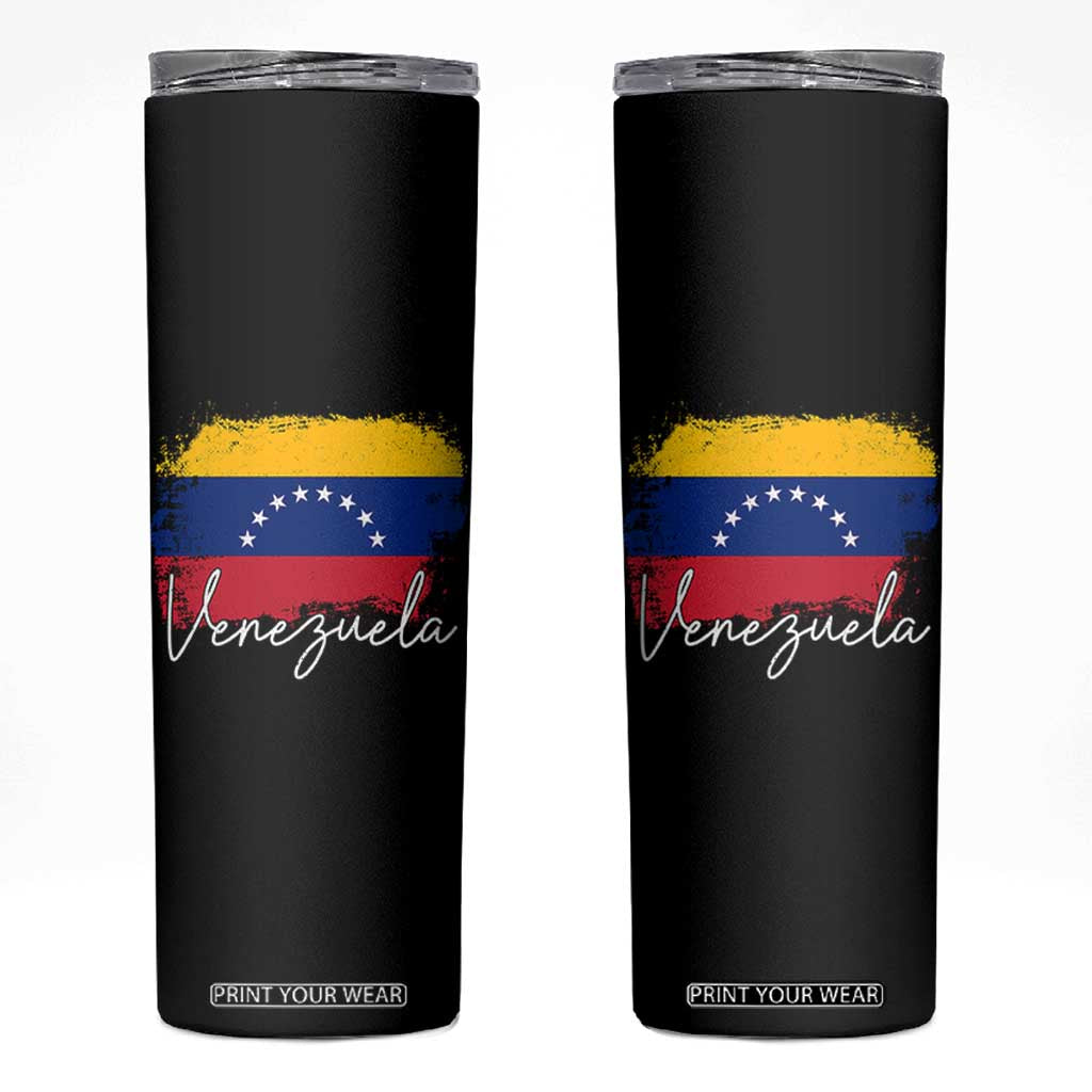 Venezuela Flag Pride Patriotic Skinny Tumbler for Venezuelan Roost TS02 Black Print Your Wear
