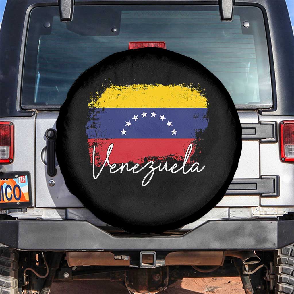 Venezuela Flag Pride Patriotic Spare Tire Cover for Venezuelan Roost TS02 No hole Black Print Your Wear