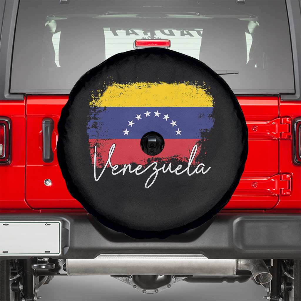 Venezuela Flag Pride Patriotic Spare Tire Cover for Venezuelan Roost TS02 Black Print Your Wear