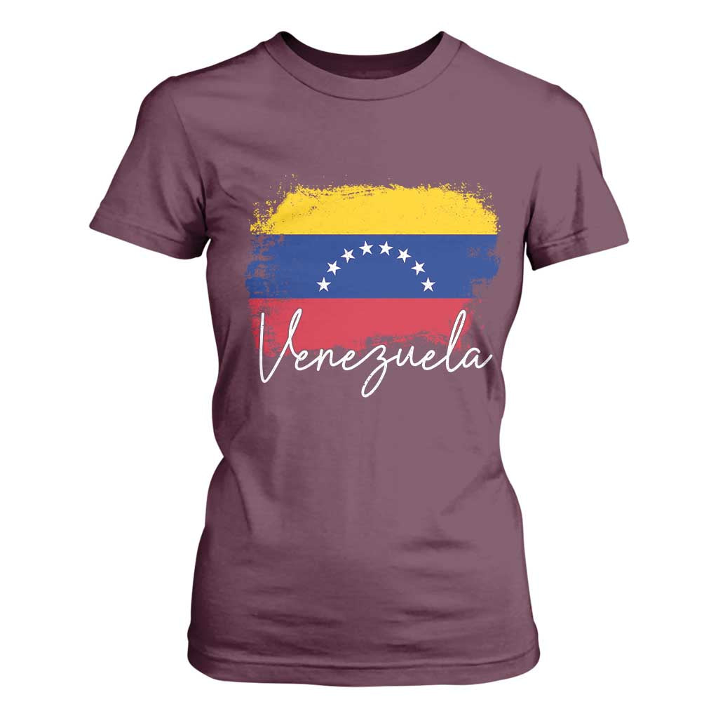 Venezuela Flag Pride Patriotic T Shirt For Women for Venezuelan Roost TS02 Maroon Print Your Wear