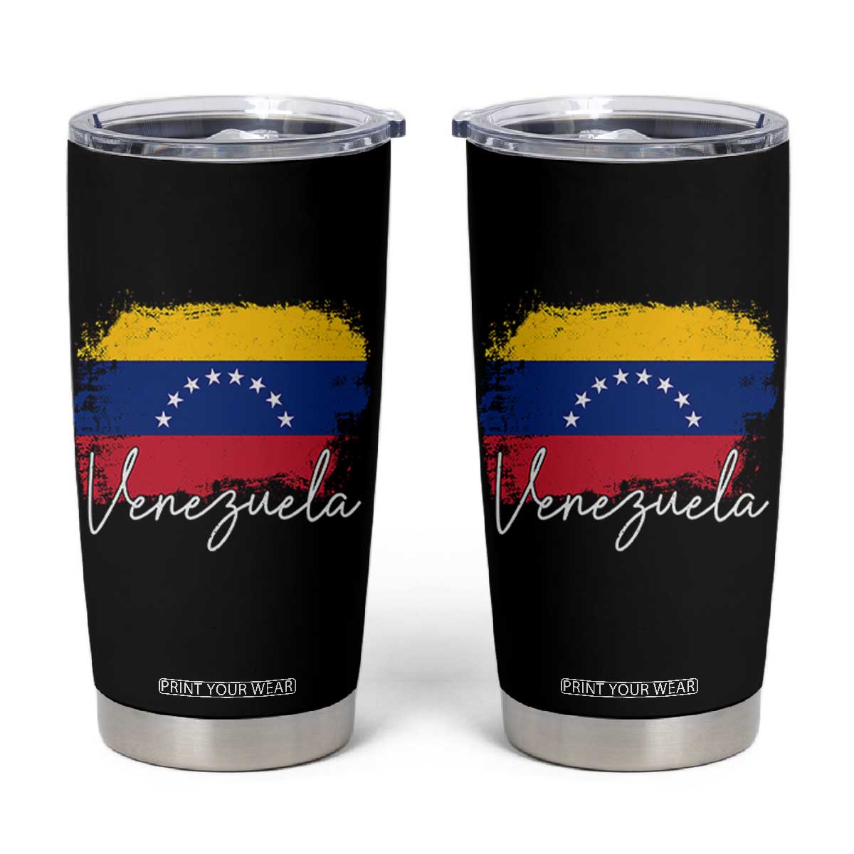 Venezuela Flag Pride Patriotic Tumbler Cup for Venezuelan Roost TS02 Black Print Your Wear