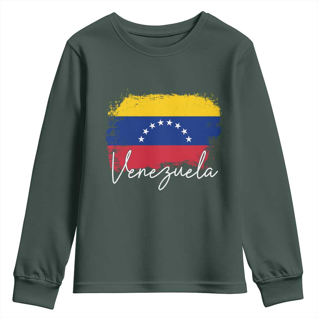 Venezuela Flag Pride Patriotic Youth Sweatshirt for Venezuelan Roost TS02 Dark Forest Green Print Your Wear