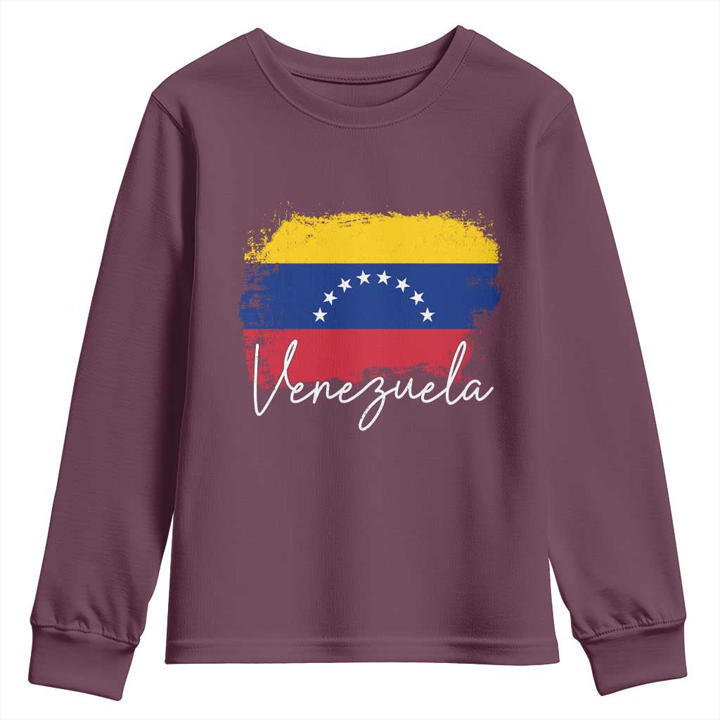 Venezuela Flag Pride Patriotic Youth Sweatshirt for Venezuelan Roost TS02 Maroon Print Your Wear