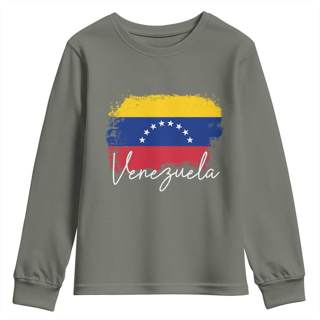 Venezuela Flag Pride Patriotic Youth Sweatshirt for Venezuelan Roost TS02 Military Green Print Your Wear
