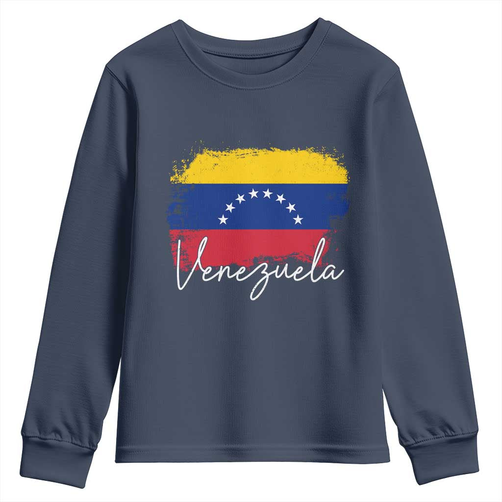 Venezuela Flag Pride Patriotic Youth Sweatshirt for Venezuelan Roost TS02 Navy Print Your Wear