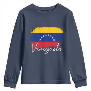 Venezuela Flag Pride Patriotic Youth Sweatshirt for Venezuelan Roost TS02 Navy Print Your Wear