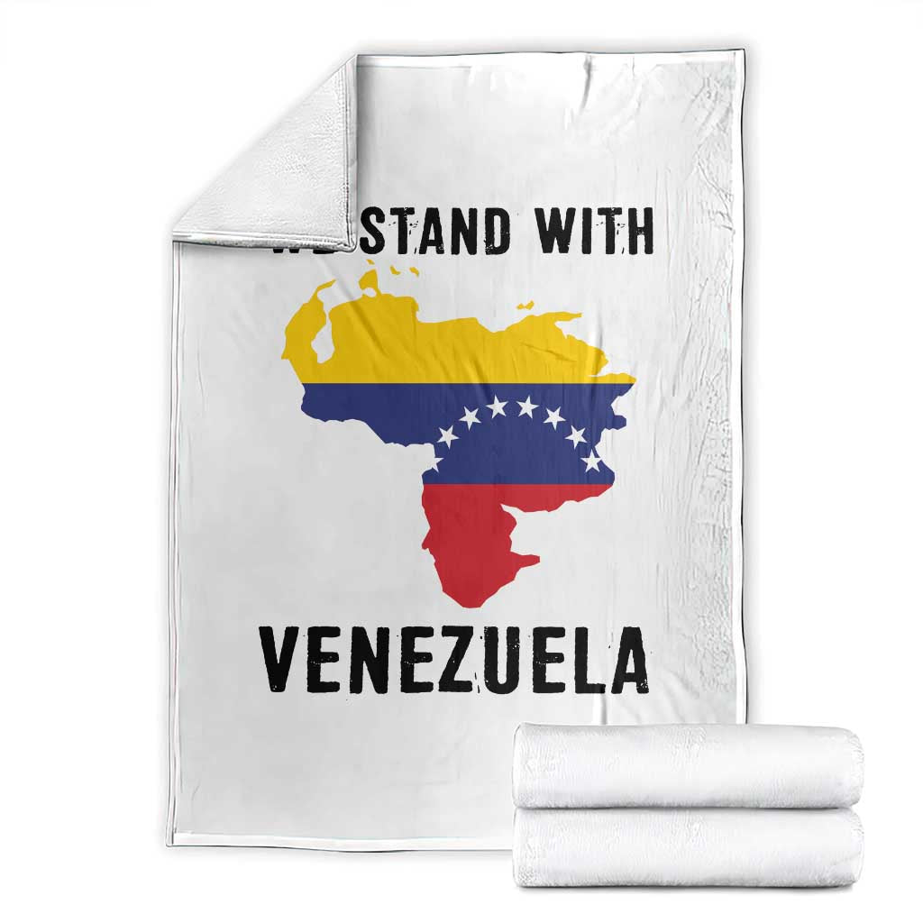 We Stand With Venezuela Throw Blanket Venezuelan Flag Unity Graphic TS02 White Print Your Wear