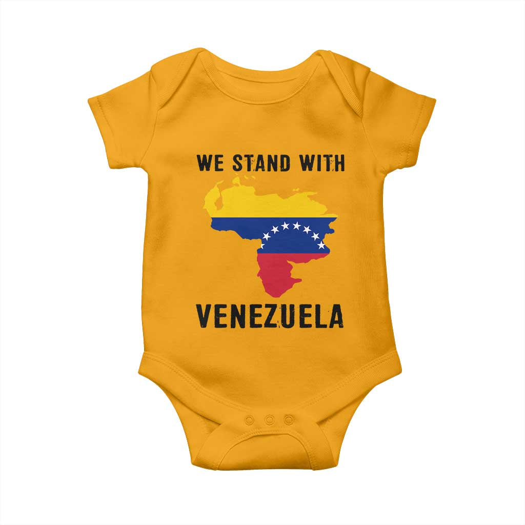 We Stand With Venezuela Baby Onesie Venezuelan Flag Unity Graphic TS02 Gold Print Your Wear