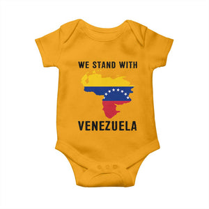 We Stand With Venezuela Baby Onesie Venezuelan Flag Unity Graphic TS02 Gold Print Your Wear