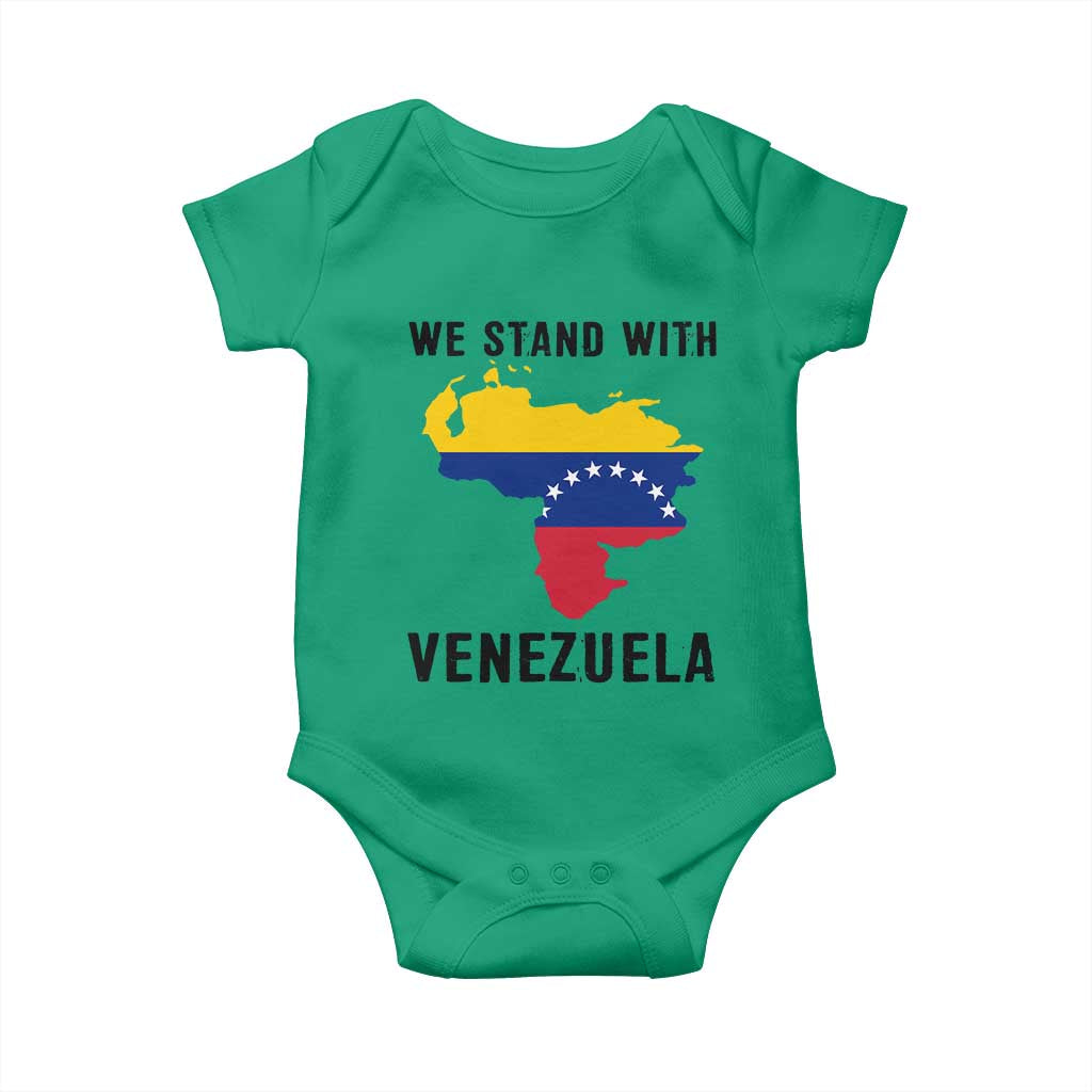 We Stand With Venezuela Baby Onesie Venezuelan Flag Unity Graphic TS02 Irish Green Print Your Wear
