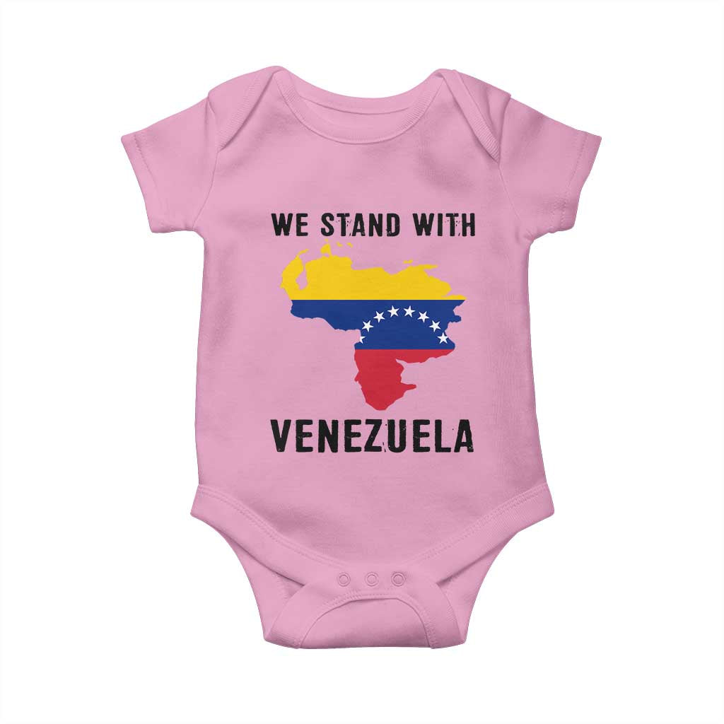 We Stand With Venezuela Baby Onesie Venezuelan Flag Unity Graphic TS02 Light Pink Print Your Wear