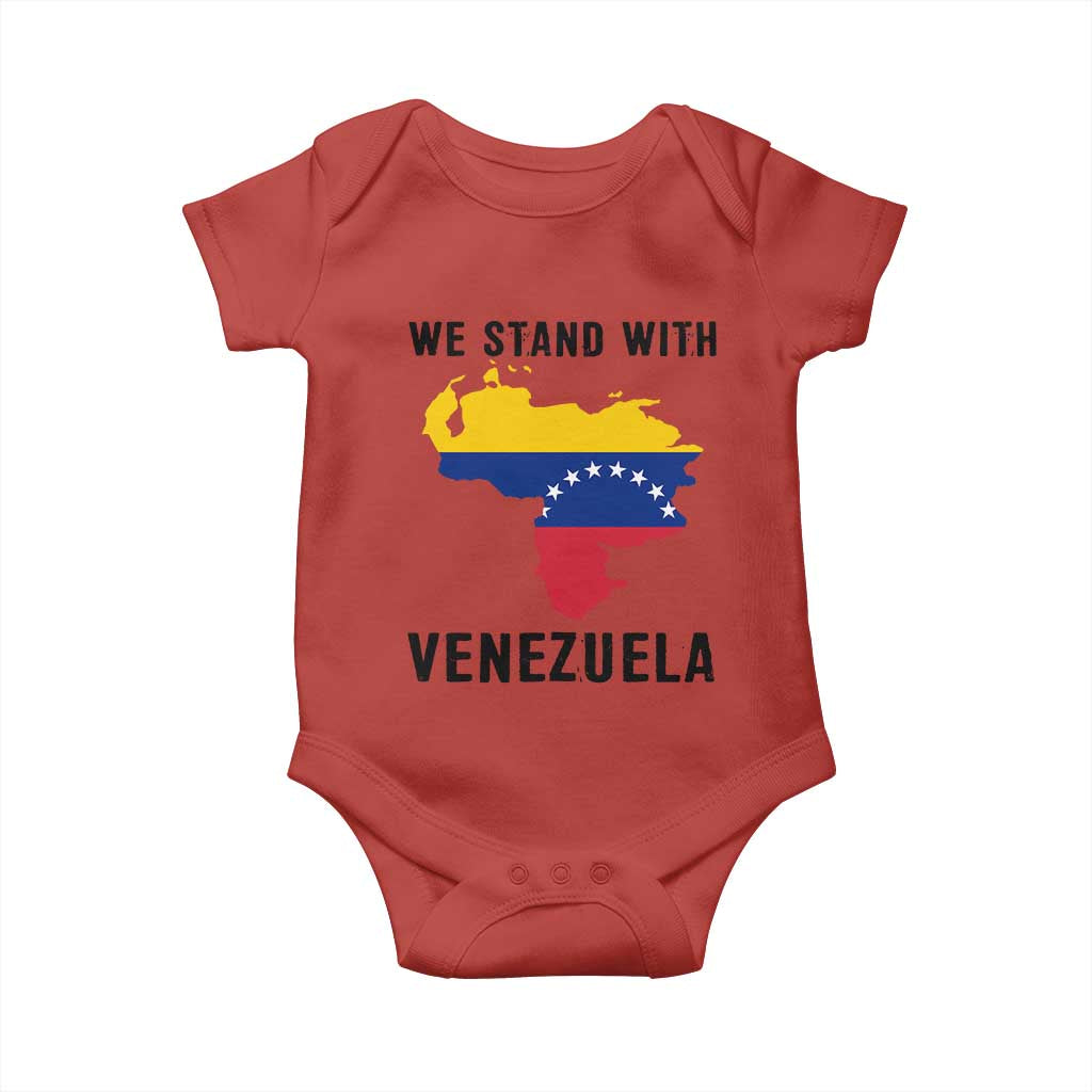 We Stand With Venezuela Baby Onesie Venezuelan Flag Unity Graphic TS02 Red Print Your Wear