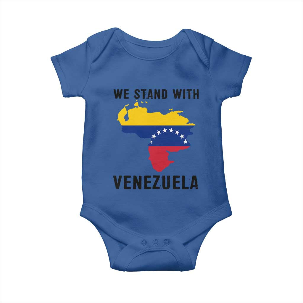 We Stand With Venezuela Baby Onesie Venezuelan Flag Unity Graphic TS02 Royal Blue Print Your Wear