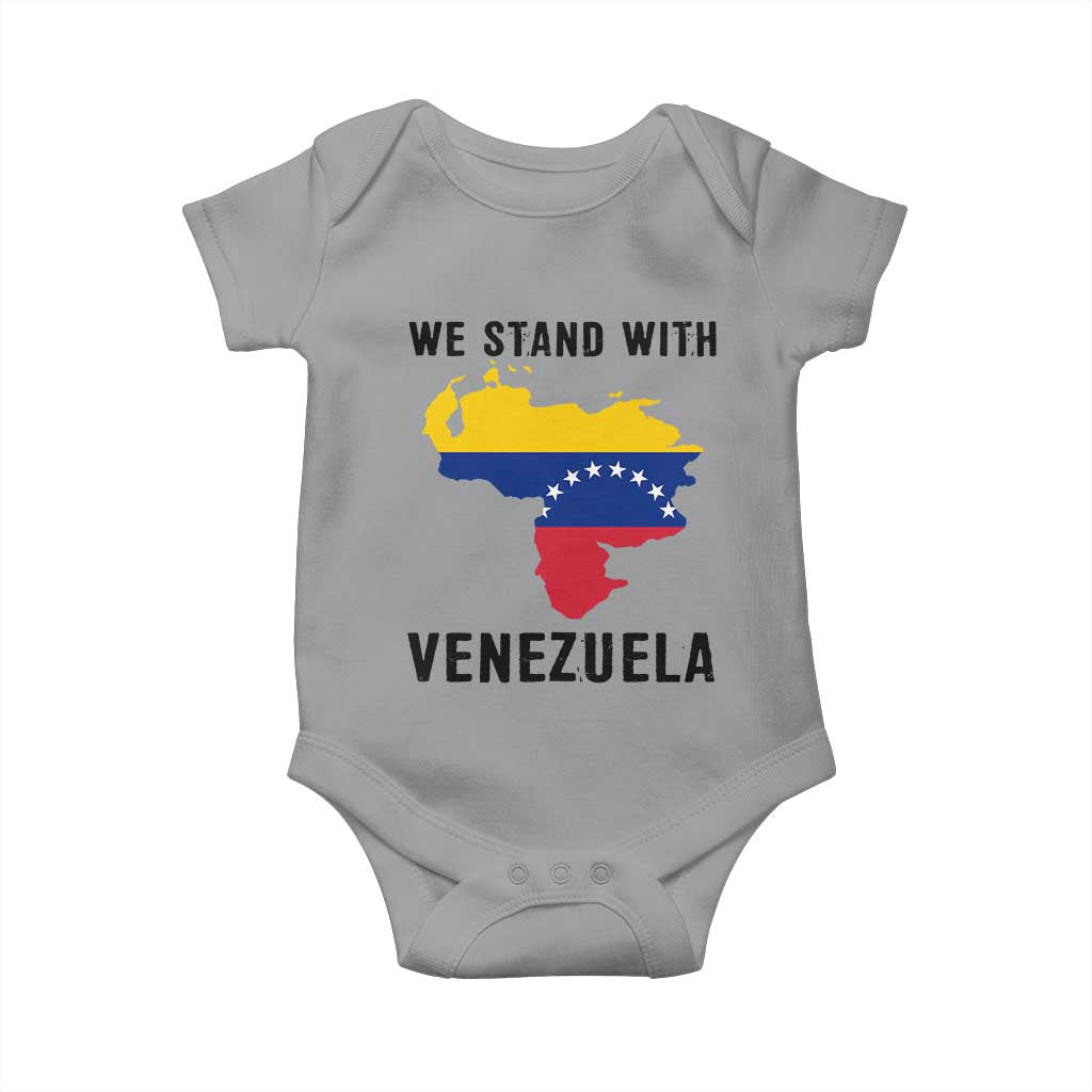 We Stand With Venezuela Baby Onesie Venezuelan Flag Unity Graphic TS02 Sport Gray Print Your Wear